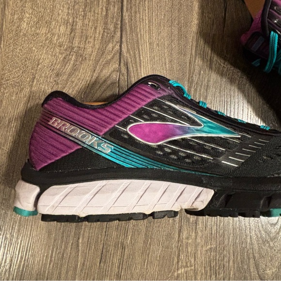 Brooks Ghost 9 Women's Size 9.5 Wide Black Purple Teal Running Shoes - Picture 7 of 11